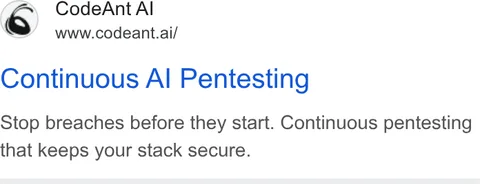 An ad CodeAnt AI is running