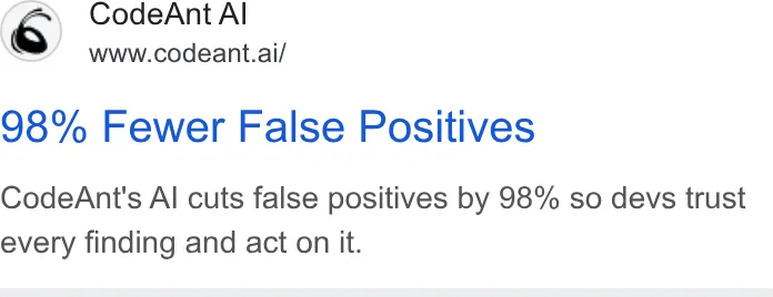 An ad CodeAnt AI is running