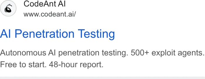 An ad CodeAnt AI is running