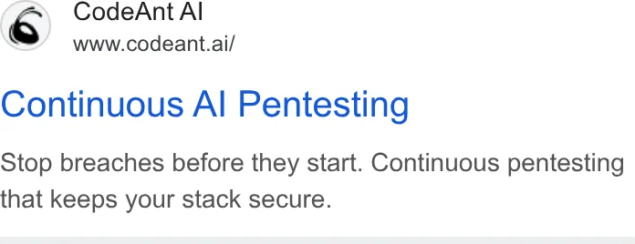 An ad CodeAnt AI is running