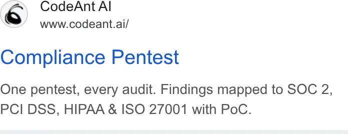 An ad CodeAnt AI is running