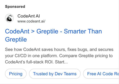 An ad CodeAnt AI is running