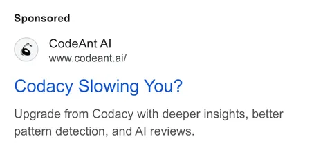 An ad CodeAnt AI is running