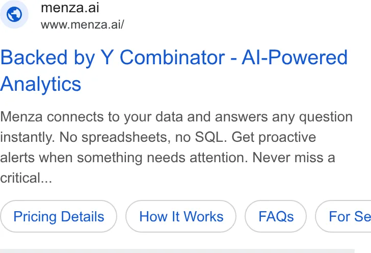 An ad Menza is running