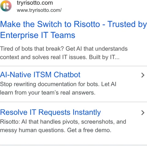 An ad Risotto is running