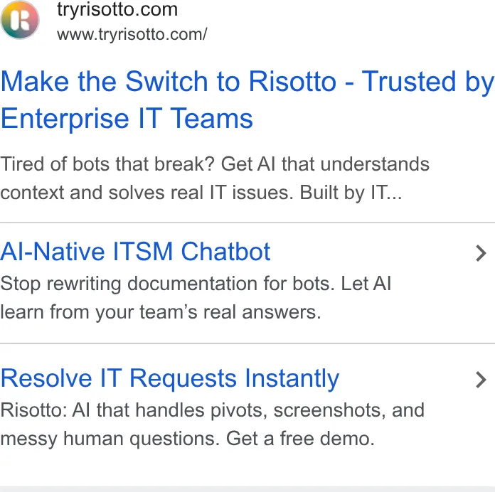 An ad Risotto is running