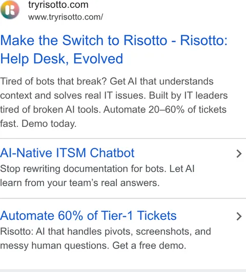 An ad Risotto is running