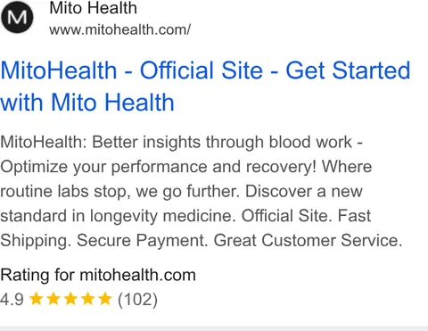 An ad Mito Health is running