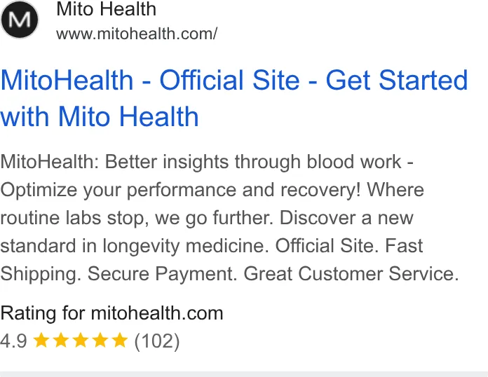 An ad Mito Health is running