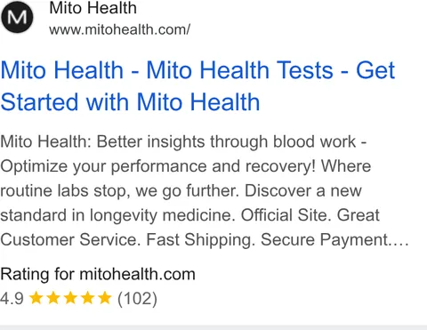 An ad Mito Health is running