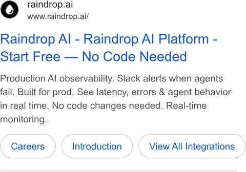 An ad Raindrop is running