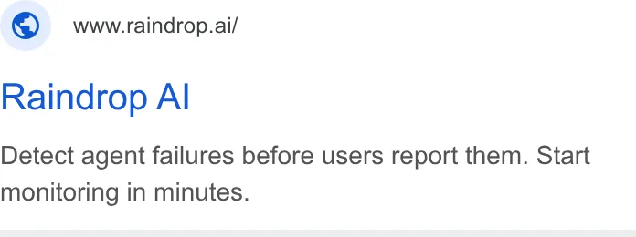An ad Raindrop is running