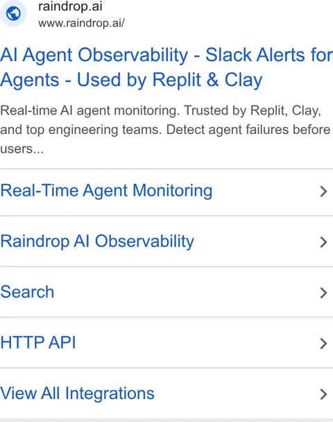 An ad Raindrop is running